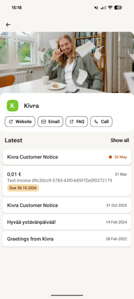 Kivra profile screen